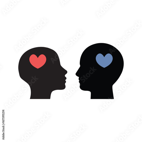 silhouette heads in profile on a white background