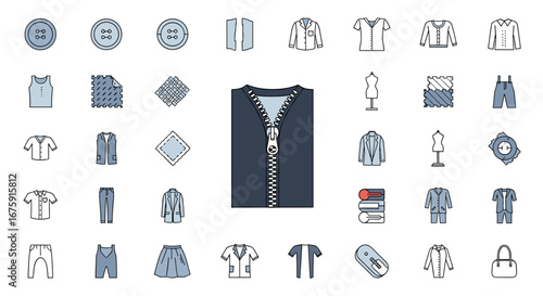 A comprehensive collection of fashion and sewing icons for design projects and creative ventures