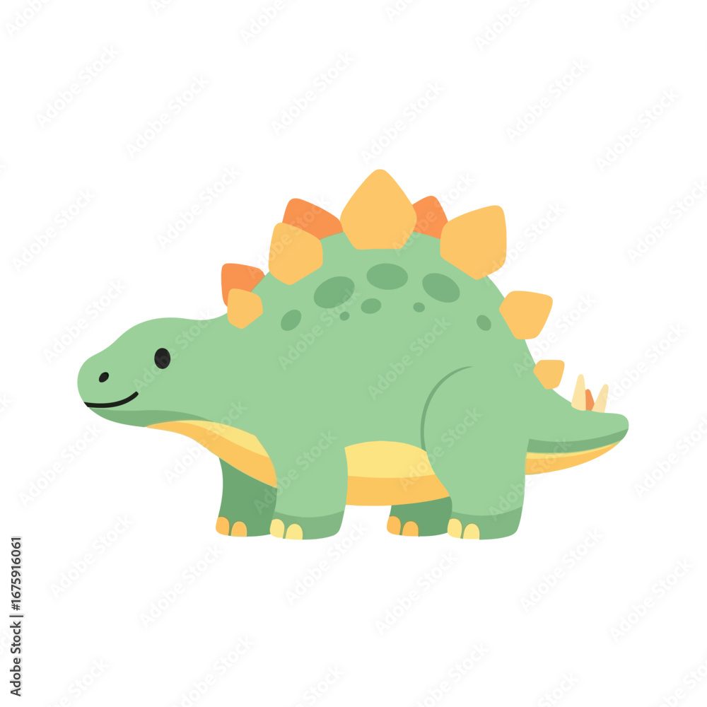 Fototapeta premium Cute Cartoon Stegosaurus Dinosaur Illustration