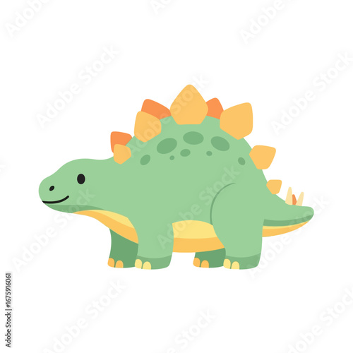 Cute Cartoon Stegosaurus Dinosaur Illustration
