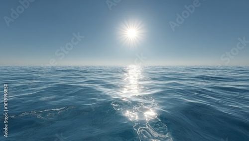 Vast ocean expanse under a bright sun