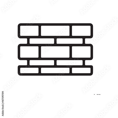 Black Outline of a Simple Brick Wall Pattern