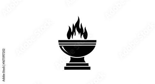 Black Silhouette of a Burning Bowl with Flames.
