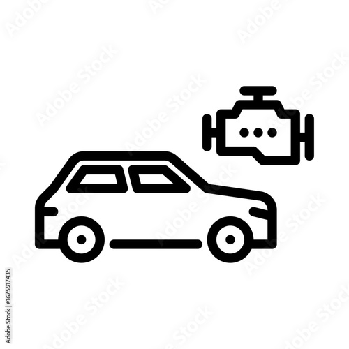Car engine outline icon. machine black line illustration.