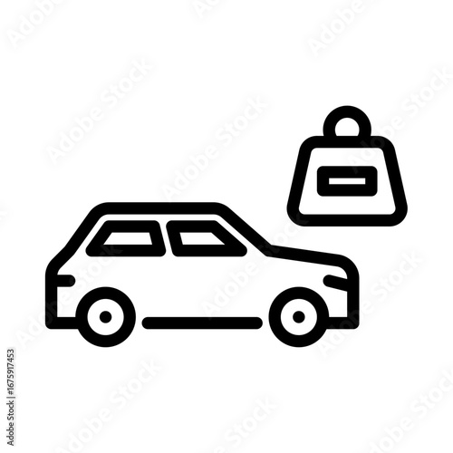 Car weight outline icon. car specification black line illustration.