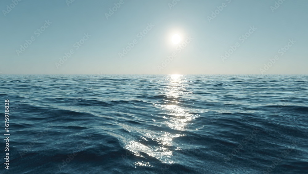 Obraz premium Open ocean expanse, sunlit waves
