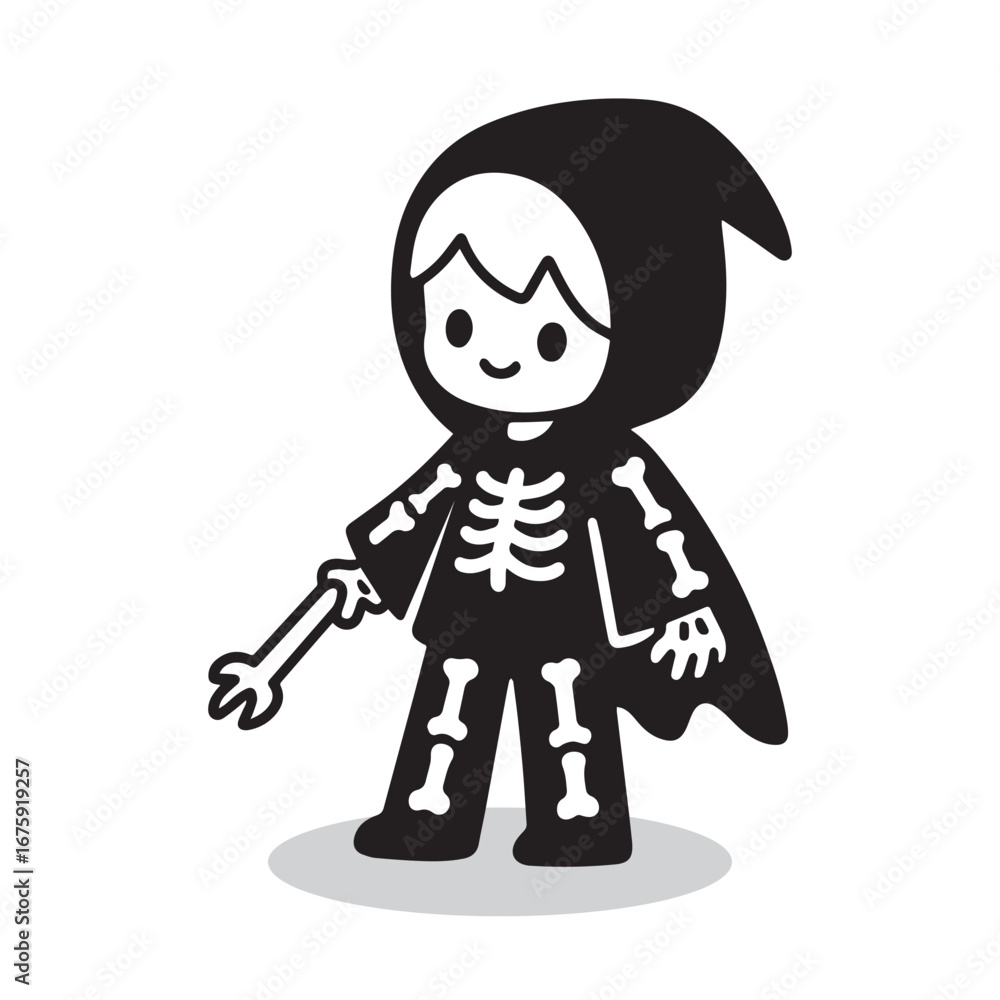 Fototapeta premium Cute little boy wearing skull costume