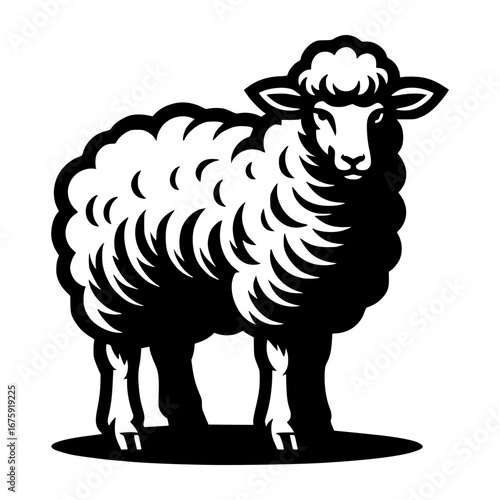 black and white sheep vector icon with transparent background 
