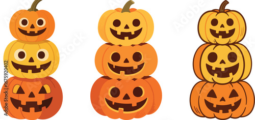 Cheerful stacked pumpkins add festive Halloween charm to your spooky season designs and creative projects