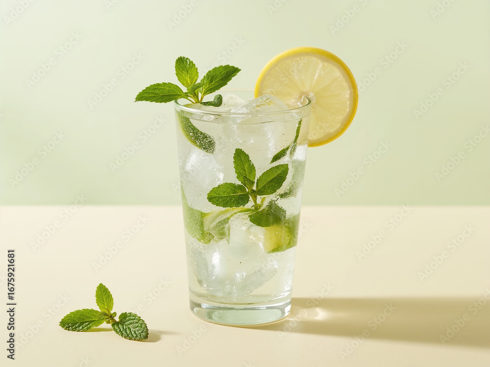 Fototapeta premium Refreshing mojito cocktail with mint and lime drink