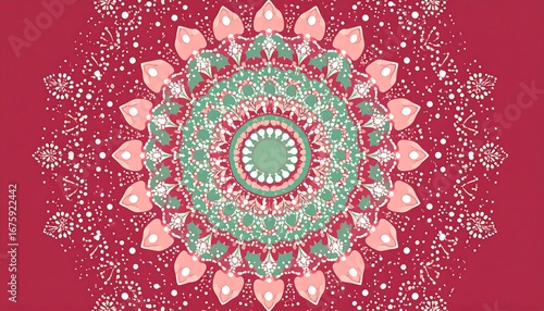 Intricate mandala design, vibrant colors