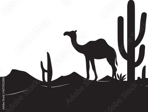 Hot desert dunes silhouette vector illustration design