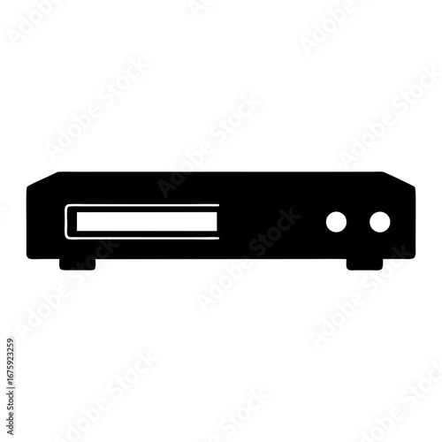 Find black dvd player icon vector graphic for home entertainment system design and media player use