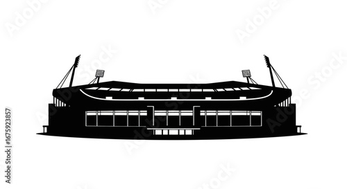 Silhouette of a Modern Stadium Facade.