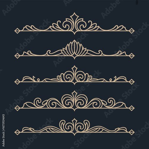 A decorative set of ornate vintage calligraphic design elements, perfect for invitations, labels, and borders