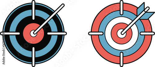 The image depicts a red archery target with a bullseye, representing the concept of achieving business goals with accuracy