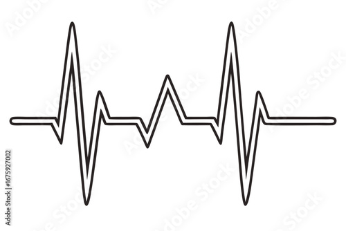 Black and white electrocardiogram line on a white background heart rate pulse