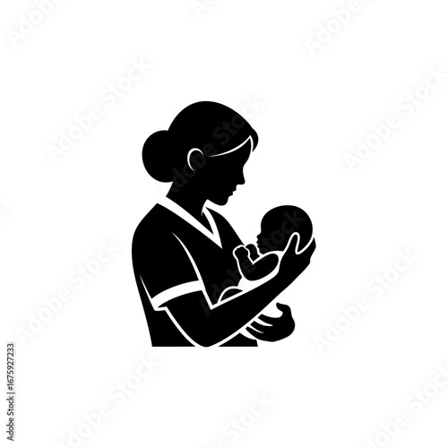 Loving mother cradles newborn baby, symbolizing maternal care and family bonds in a heartwarming embrace