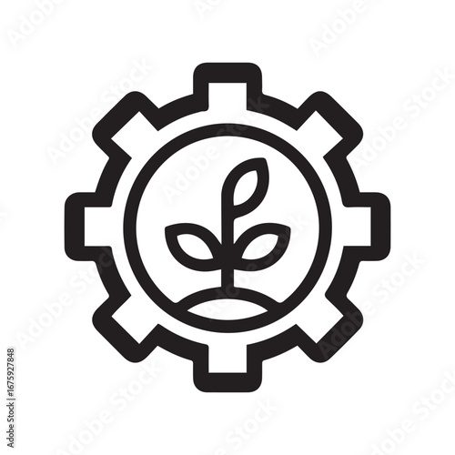 Growing Sprout Inside Gear Icon Sustainable Engineering