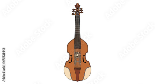Canvas-taulu Detailed Illustration of a Baroque Viola da Gamba Instrument.