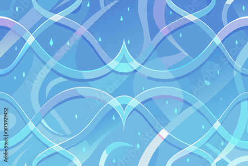 Abstract flowing blue waves with shimmering diamond shapes create a serene and modern artistic background.