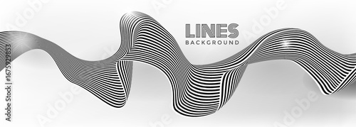 Elegant Abstract Wave Pattern with Black and White Line Design