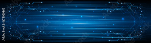 Blue glowing lines with glitter light effect on dark background. High speed internet technology concept or fast wireless data transmission. modern internet network connection technology background	