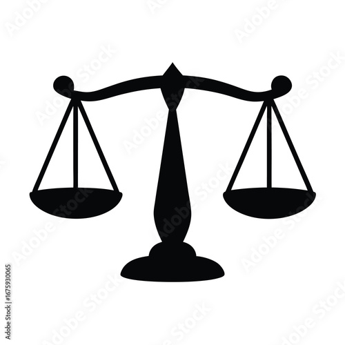 Illustration of scales of justice symbol representing law legal system and balance of rights and fairness