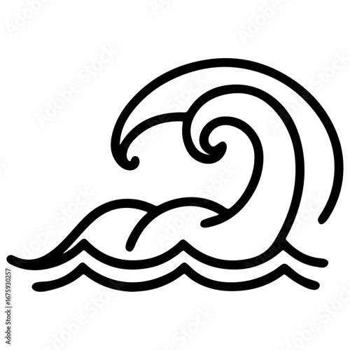 Elegant and Simple Ocean Wave Line Art Illustration