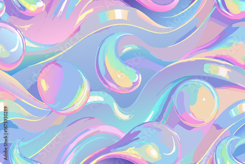 Captivating pastel abstract swirls and bubbles evoke playful, dreamy vibes for modern design projects.