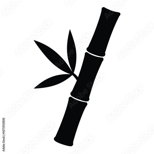 Download bamboo vector illustration: japanese bamboo stalk with leaves, zen oriental design element, asian plant, art, 95 chars