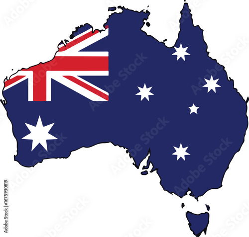 Australia flag in map