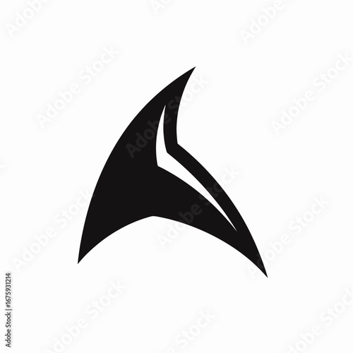 Angular wing symbol in simplistic, bold and modern design silhouette