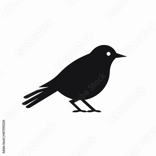 Isolated black bird art design standing vector graphic minimal silhouette
