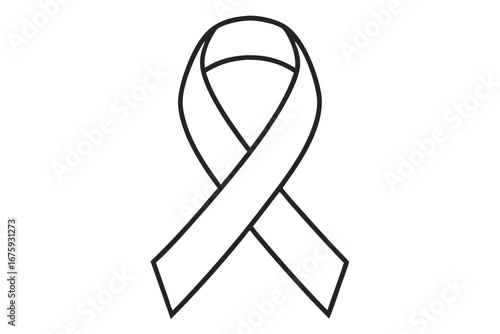 Black outline of a simple awareness ribbon on white background symbol support