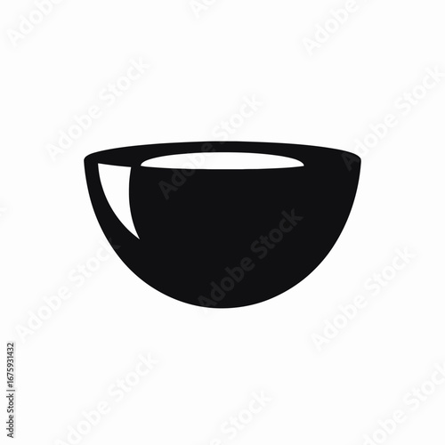 Simple and elegant black bowl graphic design over white background silhouette