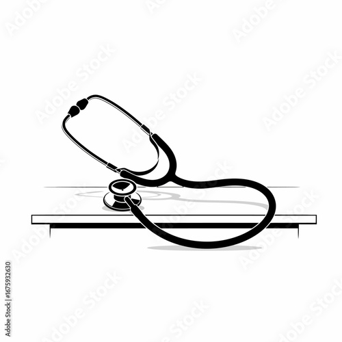 Professional stethoscope resting on a clean surface ready for medical examination and diagnosis