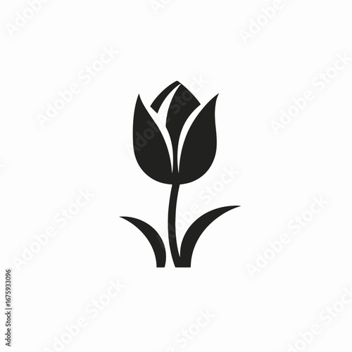 Elegant simplicity showcases a monochrome tulip flower petal vector floral silhouette