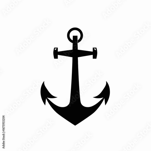 Simple maritime black and white anchor vector illustration art design silhouette