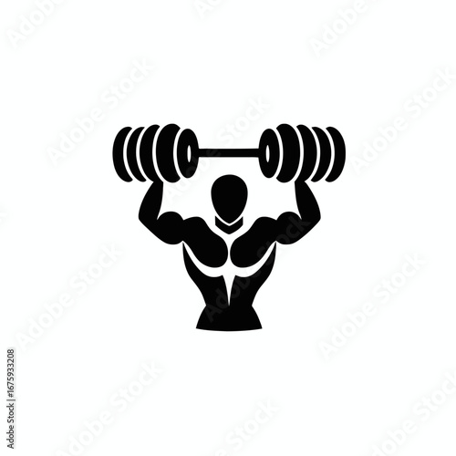 Muscular bodybuilder lifting heavy dumbbells fitness training, strong physique silhouette