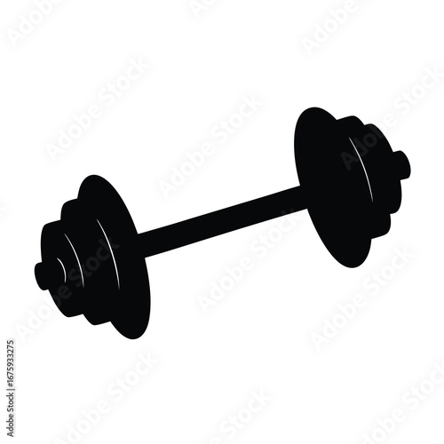 Black dumbbell weight training equipment for strength and fitness workout vector illustration design