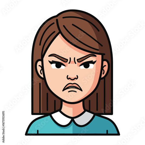 Expression of Frustration: Capturing the raw emotion of displeasure, this image showcases a person's face, meticulously illustrated to evoke a strong sense of anger and discontent.
