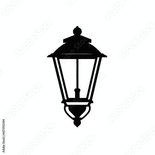 Classic street lantern elegant illumination captured in a minimalist black silhouette