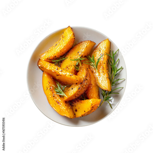 Roasted Sweet Potato Wedges with Rosemary and Spices - Overhead Shot