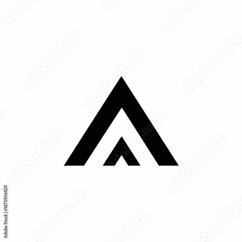 Two abstract triangles nested artfully in black and white color silhouette