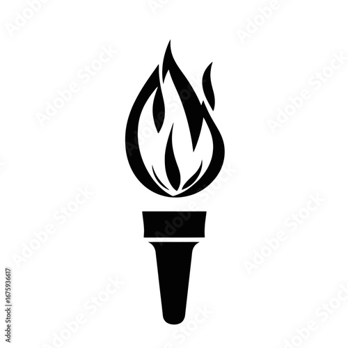 Illustrative flaming torch icon, a simple and classic vector silhouette