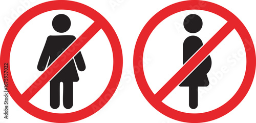 No entry symbols for men and pregnant women, clear prohibition icons for restricted areas