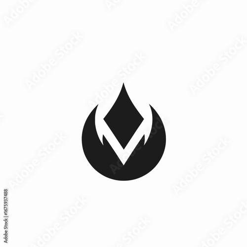 Abstract geometric droplet design on white backdrop creating clean visual silhouette