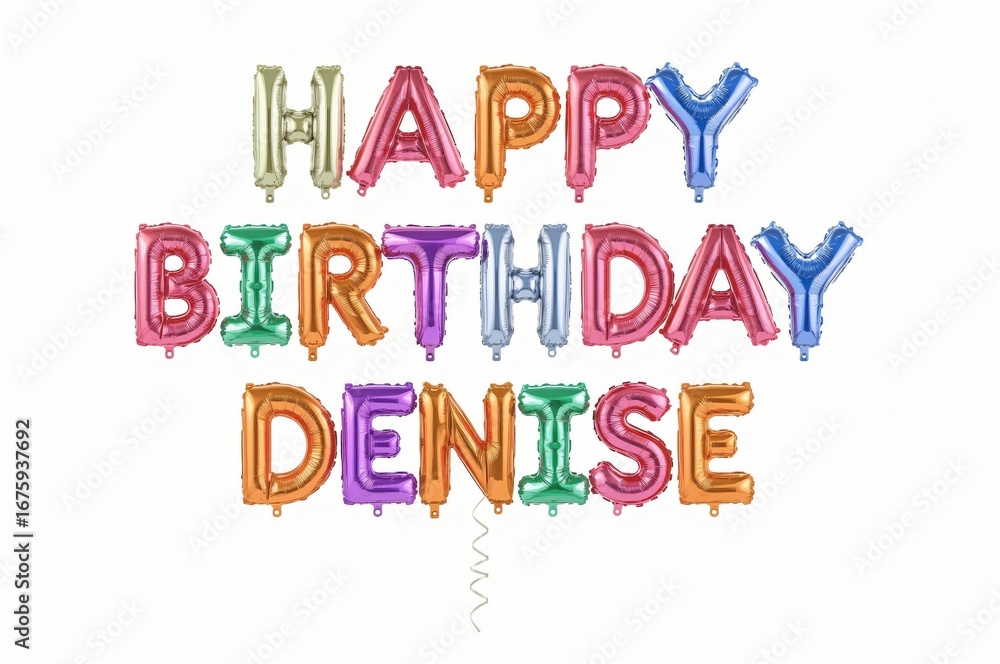 Fototapeta premium Colorful balloon birthday greeting, Denise
