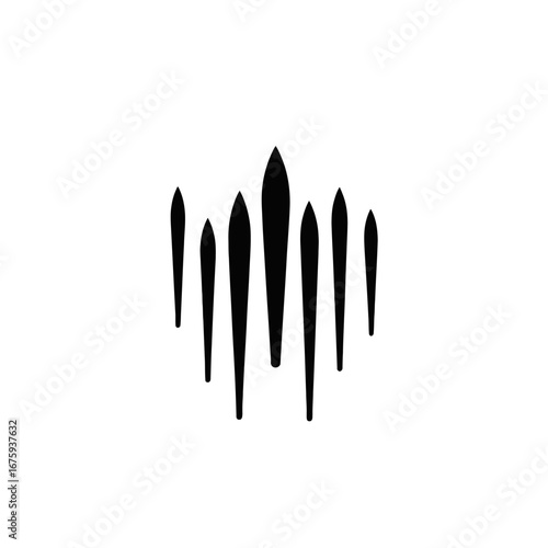 Graphic black shapes arranged in an array, minimalist design silhouette